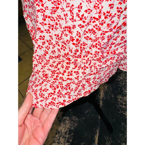 Free People One Fine Day Floral-Print Mini Dress Red White Romantic Cottage Core - Picture 11 of 14